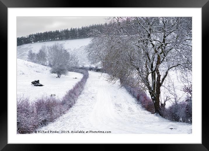 Yorkshire Wolds Road in Winter. Framed Mounted Print by Richard Pinder