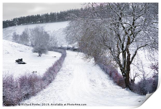 Yorkshire Wolds Road in Winter. Print by Richard Pinder