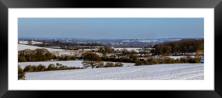 Oxford City in snow Framed Mounted Print by Oxon Images
