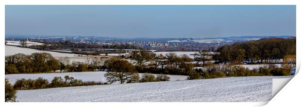 Oxford City in snow Print by Oxon Images