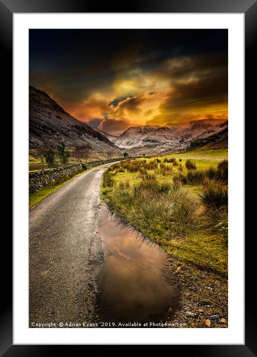 Nant Ffrancon Pass in Snowdonia  Framed Mounted Print by Adrian Evans