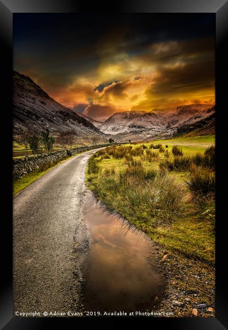 Nant Ffrancon Pass in Snowdonia  Framed Print by Adrian Evans