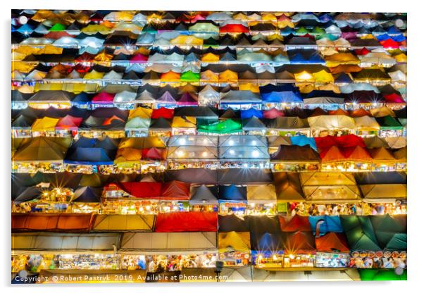 Ratchada Rot Fai Market, Bangkok, night top view Acrylic by Robert Pastryk