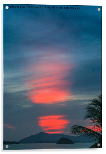 Red sunset in Phuket Acrylic by Stuart C Clarke