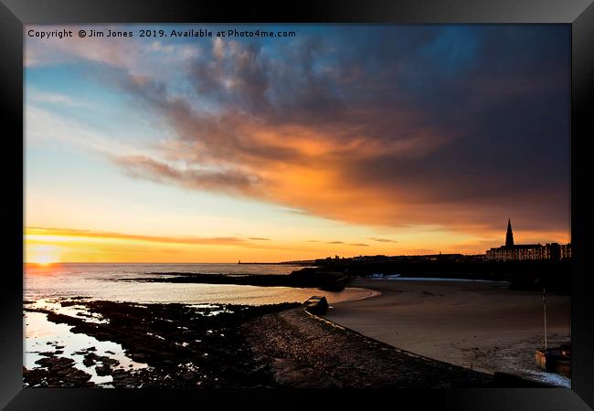 Daybreak over Cullercoats Bay Framed Print by Jim Jones