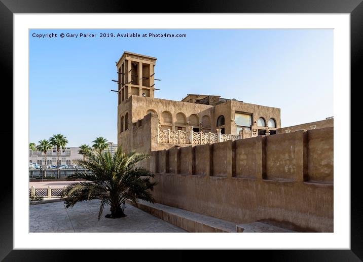 Old buildings in the Bastakia quarter, Dubai  Framed Mounted Print by Gary Parker