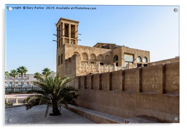Old buildings in the Bastakia quarter, Dubai  Acrylic by Gary Parker