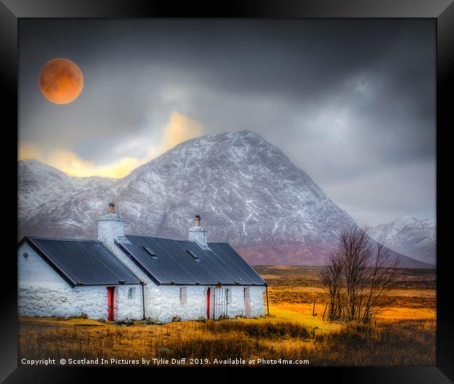 Blood Moon Over Black Rock Cottage Glen Coe Framed Print by Tylie Duff Photo Art