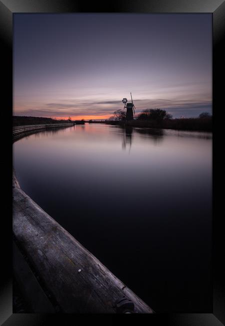 Norfolk Winter Sunset Framed Print by Simon Wrigglesworth