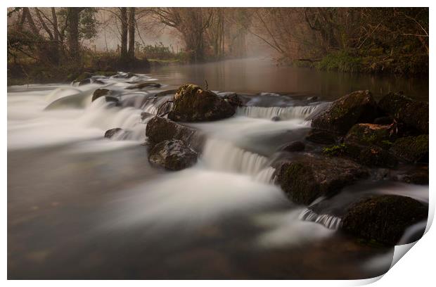 Weir In The Mist Print by CHRIS BARNARD