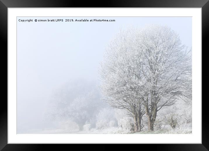 Winter landscape in Norfolk England with frozen fo Framed Mounted Print by Simon Bratt LRPS