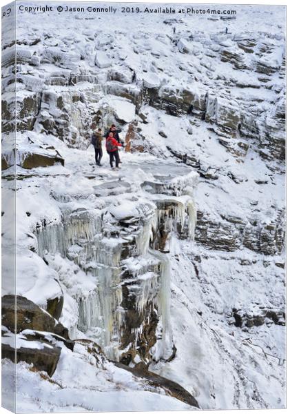 Winter Time At Kinder Downfall Canvas Print by Jason Connolly