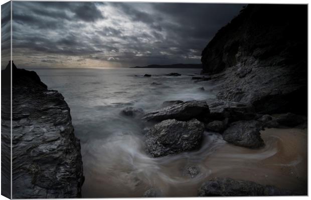 Rugged Cornwall coastline at dusk Canvas Print by Eddie John