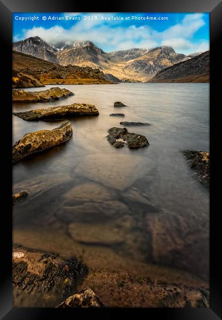 Ogwen Lake Snowdonia Framed Print by Adrian Evans