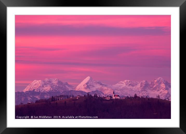 Church of Saint Nicholas at sunset Framed Mounted Print by Ian Middleton