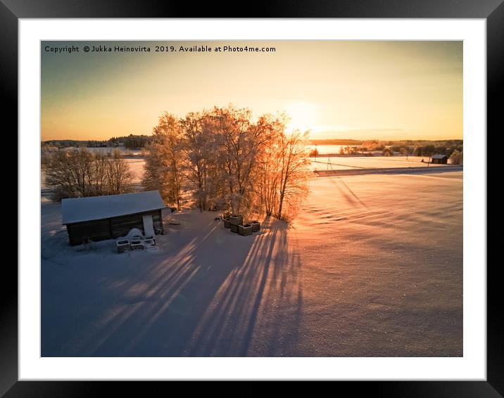 Long Shadows On The Winter Fields Framed Mounted Print by Jukka Heinovirta