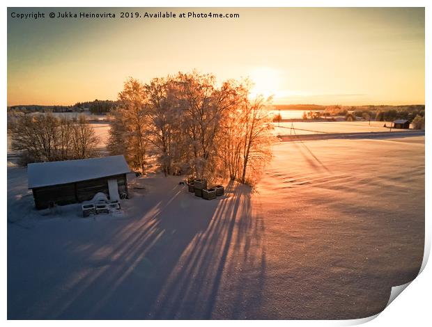 Long Shadows On The Winter Fields Print by Jukka Heinovirta