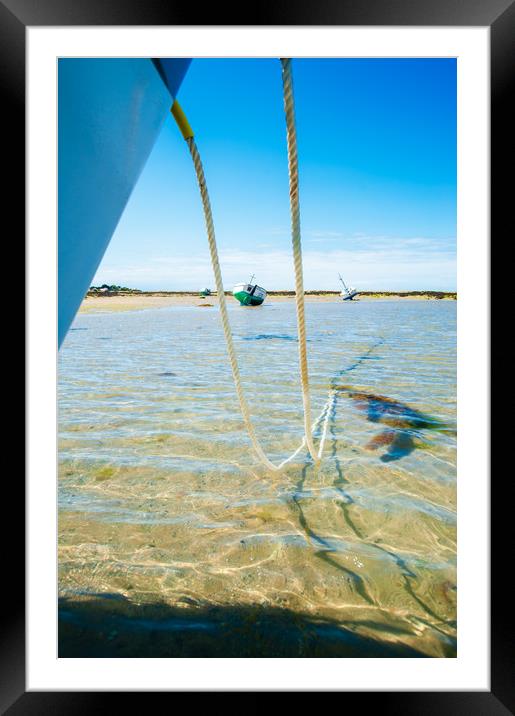 boat between anchor line Framed Mounted Print by youri Mahieu