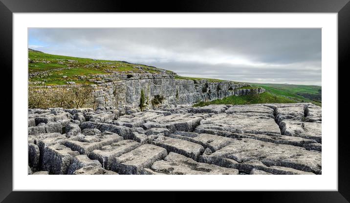 Limestone Pavement above Malham Cove Framed Mounted Print by Diana Mower