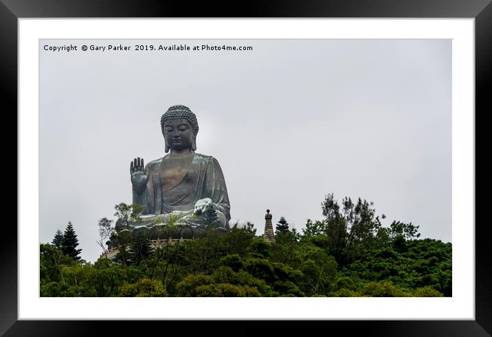 Tian Tan Buddha, Hong Kong Framed Mounted Print by Gary Parker