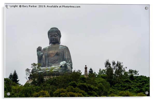 Tian Tan Buddha, Hong Kong Acrylic by Gary Parker