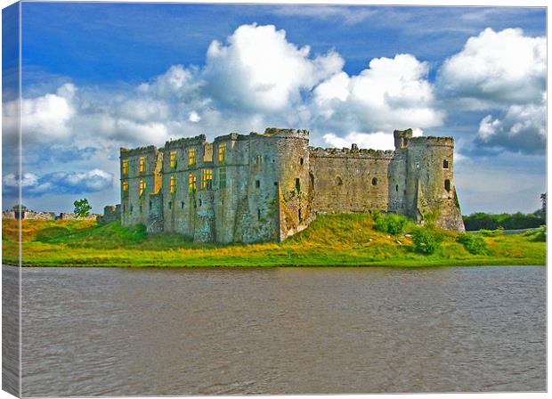Carew Castle, North View. Canvas Print by paulette hurley