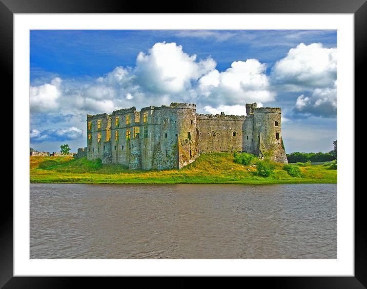 Carew Castle, North View. Framed Mounted Print by paulette hurley