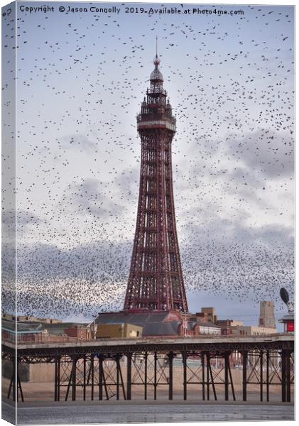 Starlings At The Tower. Canvas Print by Jason Connolly