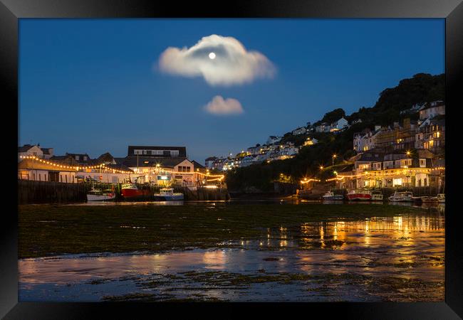 Looe Harbour Lights Framed Print by CHRIS BARNARD