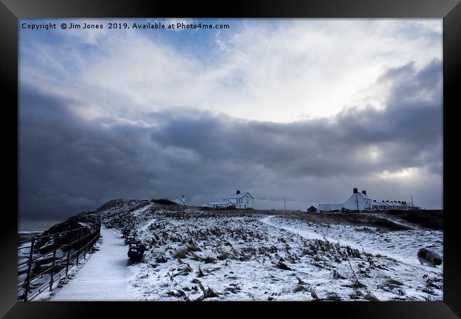 Rocky Island in the snow (2) Framed Print by Jim Jones