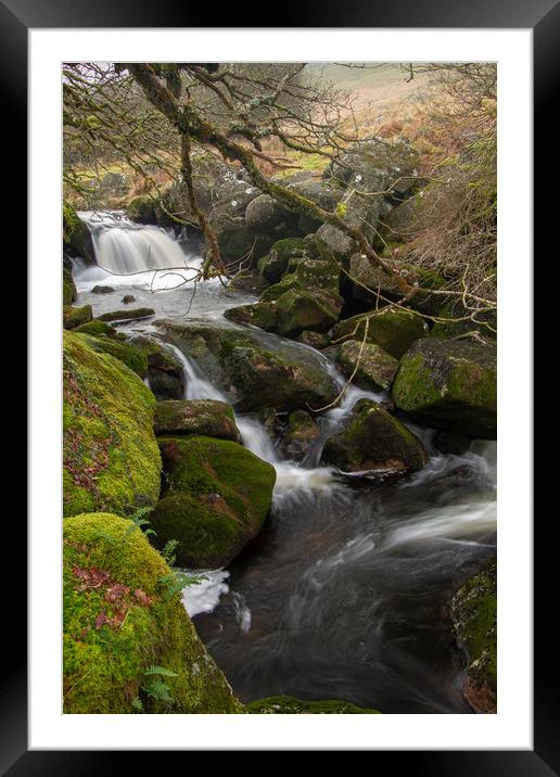 River Okement waterfall Framed Mounted Print by Images of Devon