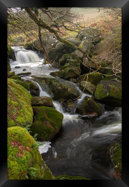 River Okement waterfall Framed Print by Images of Devon