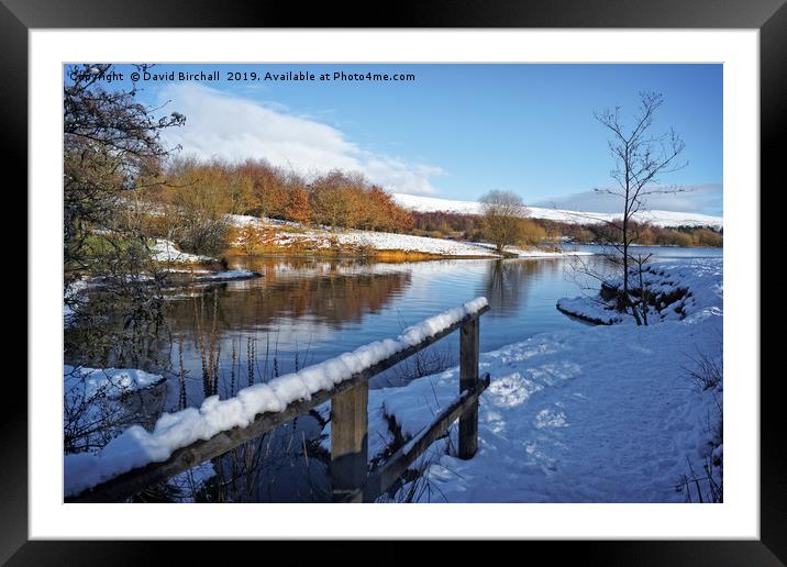 Watergrove Reservoir in Winter Framed Mounted Print by David Birchall