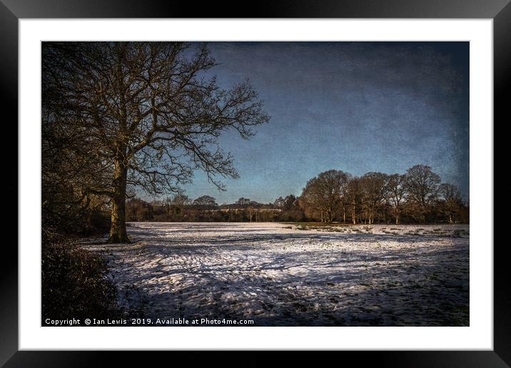 Snowy Tidmarsh Meadows Framed Mounted Print by Ian Lewis