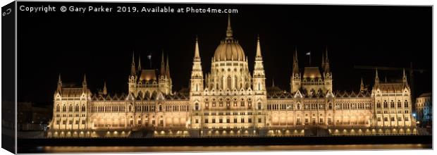 Hungarian Parliament building, in Budapest Canvas Print by Gary Parker