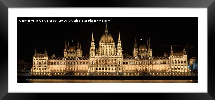 Hungarian Parliament building, in Budapest Framed Mounted Print by Gary Parker