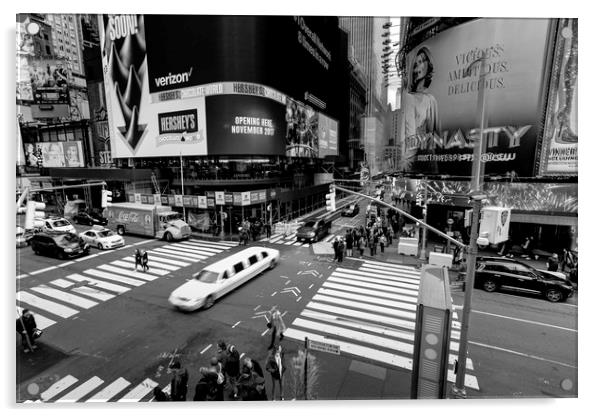 Stretch Limousine Times Square Acrylic by David Pyatt