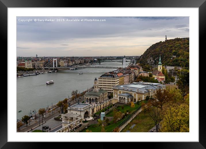 The river Danube, through Budapest, looking south  Framed Mounted Print by Gary Parker