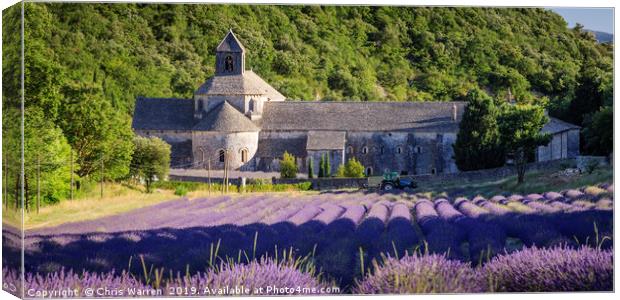 Lavender fields Senanque Abbey France Canvas Print by Chris Warren