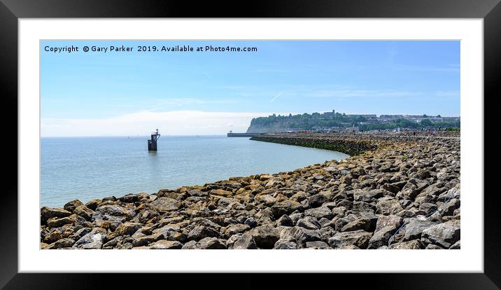  Cardiff Bay, South Wales. Large stone breakwater Framed Mounted Print by Gary Parker