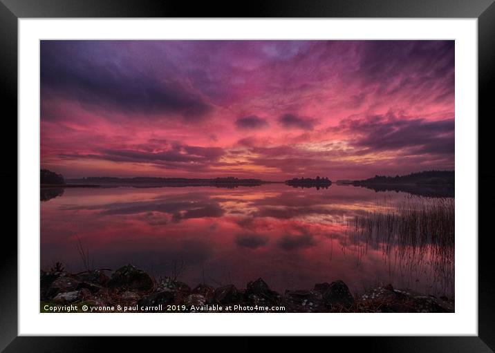 Lake of Menteith winter sunset Framed Mounted Print by yvonne & paul carroll