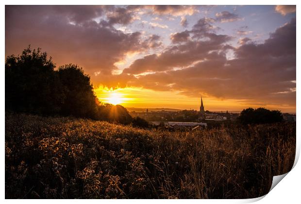 The Crooked Spire at sunset Print by Michael South Photography
