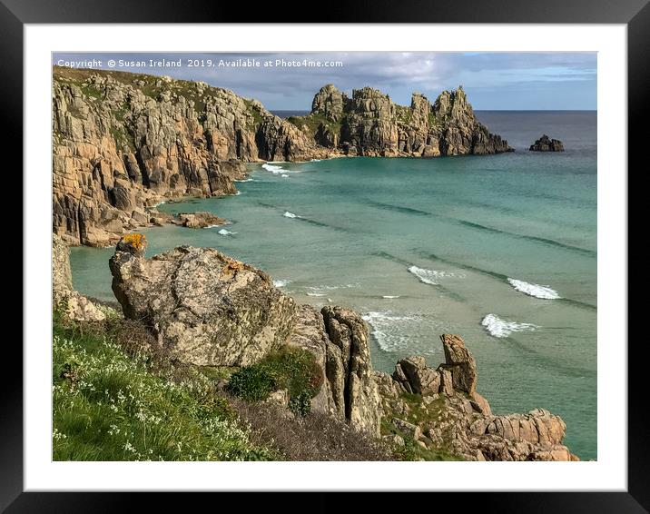 Logan Rock, Cornwall Framed Mounted Print by Susan Ireland
