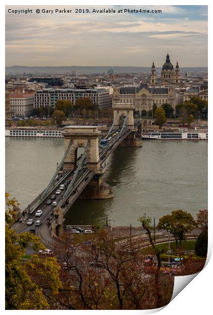 Szechenyi chain bridge budapest Print by Gary Parker