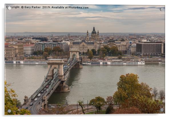 Szechenyi chain bridge budapest, on the Danube Acrylic by Gary Parker