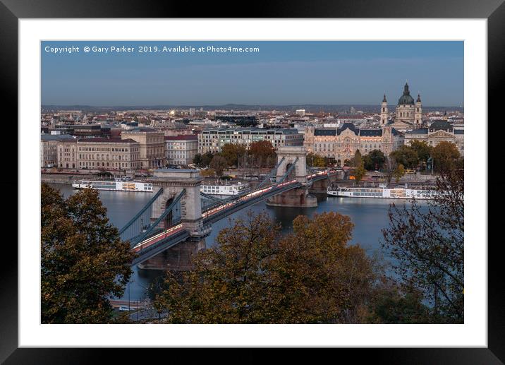Szechenyi chain bridge budapest, on the Danube Framed Mounted Print by Gary Parker