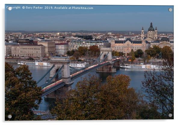 Szechenyi chain bridge budapest, on the Danube Acrylic by Gary Parker