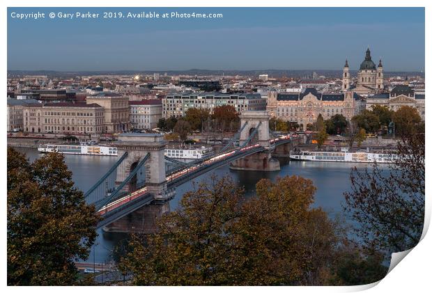 Szechenyi chain bridge budapest, on the Danube Print by Gary Parker