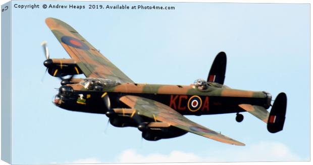 Lancaster bomber in flight Soaring High Canvas Print by Andrew Heaps