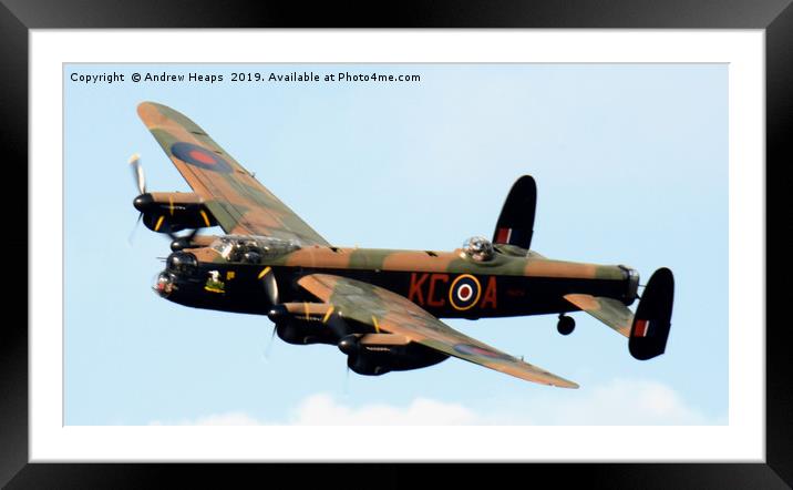 Lancaster bomber in flight Soaring High Framed Mounted Print by Andrew Heaps
